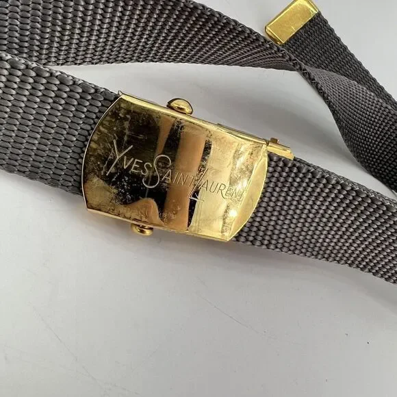 Yves Saint Laurent Gray Fabric Adjustable Belt  display picture 2